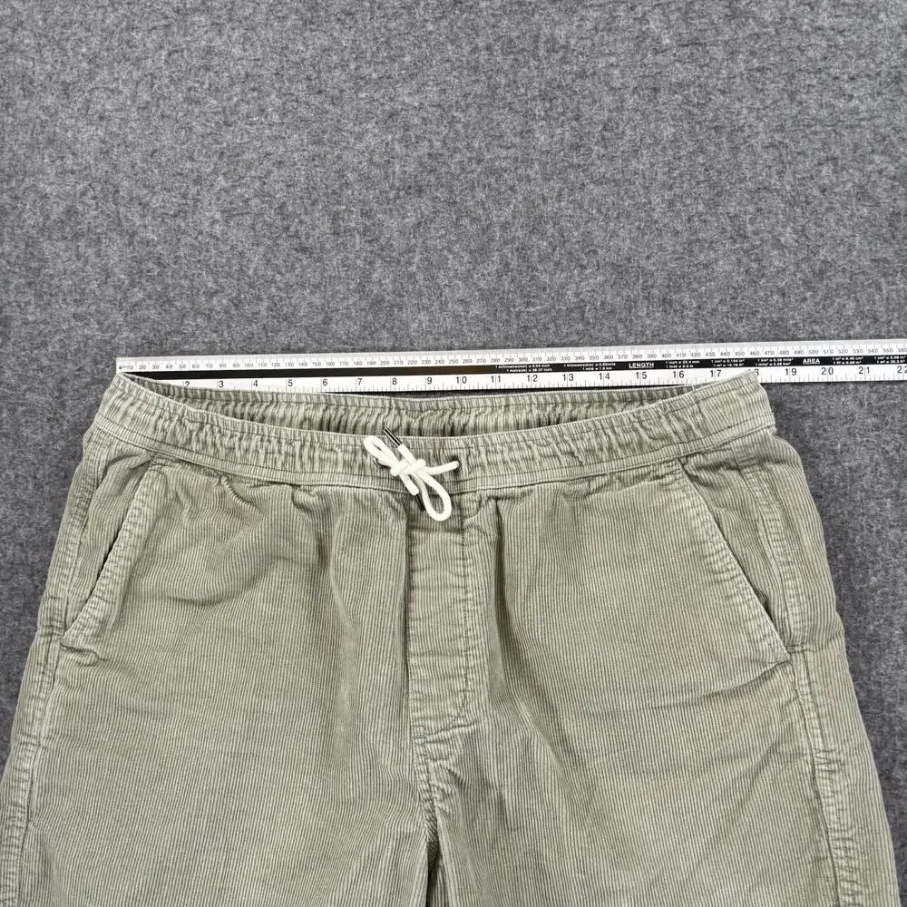 Quiksilver Taxer Corduroy Shorts Mens XL Sage Green Elastic Waist Drawstring